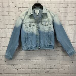 Forever 21 Ombré Denim Jean Jacket Womens Size S Blue Streetwear Button Up Faded